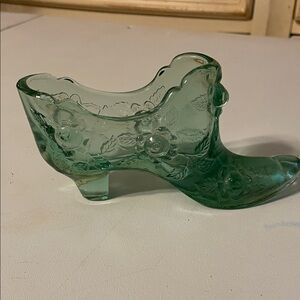 Vintage Fenton Green Glass Women's Shoe decor